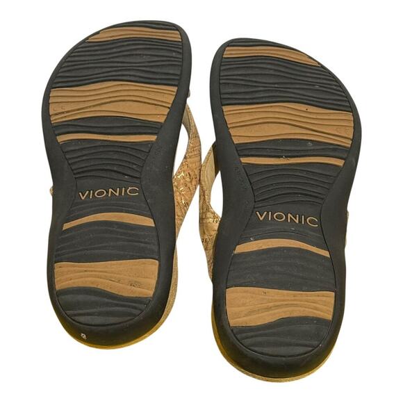 Vionic Bella Bow Flip Flop Sandals Women's Size 6.5 Cork Beige Orthotic Comfort - Picture 9 of 9